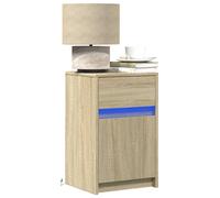 Vidaxl Armoires De Chevet Et Lumières Led 2 Pcs Chêne Sonoma Multicolore
