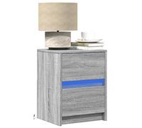 Vidaxl Armoires De Chevet Et Lumières Led 2 Pcs Sonoma Gris Multicolore