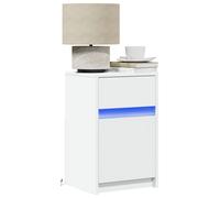 vidaXL Armoires de chevet et lumières LED 2pcs blanc bois d'ingénierie851999 Blanc G