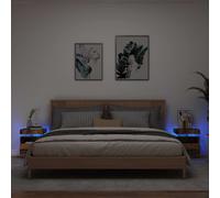 Vidaxl Armoires De Chevet Et Lumières Led 2pcs Vieux Bois 40x39x48,5cm Multicolore