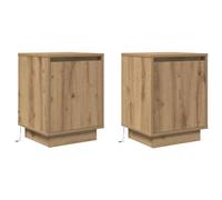 vidaXL Armoires de chevet lumières LED 2pcs chêne artisanal 38x34x50cm