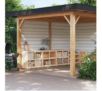 Vidaxl Armoires De Cuisine D'extérieur 3 Pcs Bois De Pin Massif Marron