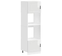 vidaXL Armoires de Four 2 pcs Porto Blanc Brillant Bois d'ingénierie, unité de Four, Armoire de Four de Cuisine, unité de Base de Four