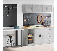 vidaXL Armoires de garage 2 pcs gris béton bois d'ingénierie 3328272 Gris