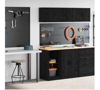 vidaXL Armoires de garage 2 pcs noir bois d'ingénierie 3328270