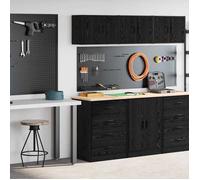 vidaXL Armoires de garage 2 pcs noir bois d'ingénierie 3328333