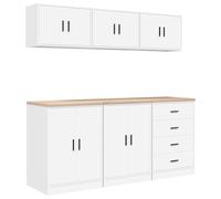 vidaXL Armoires de Garage 6 pcs Blanc Bois d'ingénierie