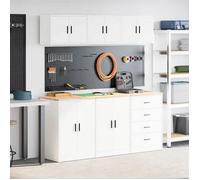 vidaXL Armoires de garage 6 pcs blanc bois d'ingénierie, armoire de rangement de garage, armoire de rangement, établi de 3328341