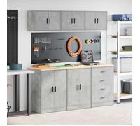 vidaXL Armoires de garage 6 pcs gris béton bois d'ingénierie armoire de rangement de garage armoire de rangement établi 3328344