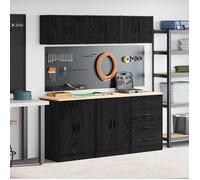 vidaXL Armoires de garage 6 pcs noir bois d'ingénierie armoire de rangement de garage armoire de rangement établi de 3328342