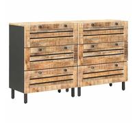 vidaXL Armoires de Rangement 2 pc Motif Motif 120 x 33 x 75 cm, Buffet rectangulaire en Bois de Mangue, Un ajout élégant et Fonctionnel pour Votre Salon Moderne