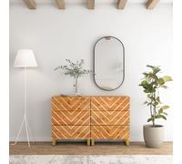 vidaXL Armoires Latérales 2 pcs, Buffets avec Pieds, Commodes de Rangement, Meubles de Salle de Séjour, Marron et Noir Bois de Manguier Massif Marron