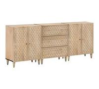 Vidaxl Armoires Latérales 3 Pcs 60x33x75 Cm Bois Massif De Manguier Marron