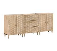 Vidaxl Armoires Latérales 3 Pcs 60x33x75 Cm Bois Massif De Manguier Marron