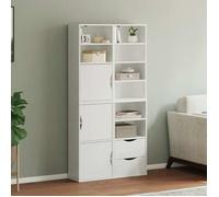 vidaXL Armoires latérales 4 pcs ODDA Blanc 40x24x79 cm Bois Massif pin, Armoire, Buffet, Meuble de Rangement de Cuisine, Meuble de Rangement