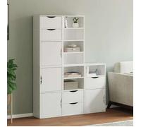 Armoires latérales 5 pcs ODDA blanc 40x24x79 cm bois massif pin