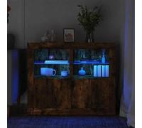 Vidaxl Armoires Latérales Et Lumières Led 2 Pcs Chêne Fumé Multicolore