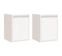 Vidaxl Armoires Murales 2 Pcs Blanc 30x30x40 Cm Bois De Pin Massif Blanc