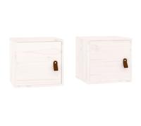 Vidaxl Armoires Murales 2 Pcs Blanc 31,5x30x30 Cm Bois De Pin Massif Multicolore