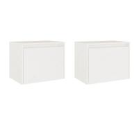 Vidaxl Armoires Murales 2 Pcs Blanc 45x30x35 Cm Bois De Pin Massif