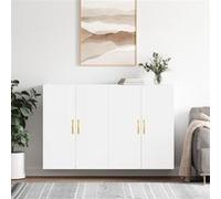 Armoires murales 2 pcs blanc 69,5x34x90 cm, armoire, vitrine murale, armoire flottante, armoire de rangement, armoire de rangement avec portes