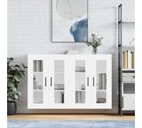 vidaXL Armoires murales 2 pcs blanc bois d'ingénierie 3197961 Blanc G
