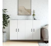 vidaXL Armoires murales 2 pcs blanc bois d'ingénierie, armoire, armoire suspendue, armoire latérale, armoire de rangement, armoire murale suspendue Blanc G