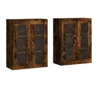 vidaXL Armoires murales 2 pcs chêne fumé Bois d'ingénierie, Armoire, Armoire Suspendue, Armoire latérale, Armoire de Rangement