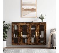 Vidaxl Armoires Murales 2 Pcs Chêne Fumé Bois D'ingénierie Marron