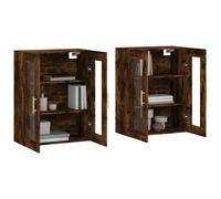 vidaXL Armoires murales 2 pcs chêne fumé bois d'ingénierie Marron