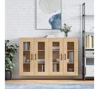 vidaXL Armoires murales 2 pcs Chêne Sonoma – Bois d'ingénierie – Marron