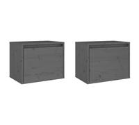 2x Bois de Pin Massif Armoires Murales Blanc 45x30x35 cm Flottantes vidaXL