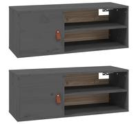 Wandkasten 2 st 80x30x30 cm massief grenenhout grijs818390