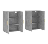 vidaXL Armoires murales suspendues 2 pcs Gris béton 69,5x34x90 cm