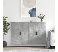 Armoires murales 2 pcs gris béton 69,5x34x90 cm, armoire, vitrine murale, armoire flottante, armoire de rangement