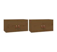 vidaXL Armoires murales 2 pcs Marron miel 60x30x30 cm Pin massif