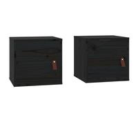 vidaXL Armoires murales 2 pcs. noir 31,5x30x30 cm pin massif