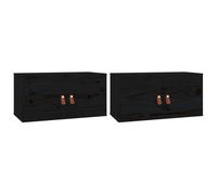 vidaXL Armoires murales 2 pcs. noir 60x30x30 cm pin massif