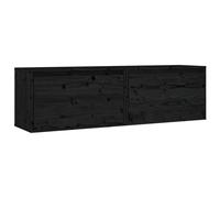 Vidaxl Armoires Murales 2 Pcs Noir 60x30x35 Cm Bois De Pin Massif Marron