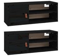 vidaXL Armoires murales 2 pcs. noir 80x30x30 cm pin massif