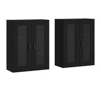 vidaXL Armoires murales 2 pcs Noir Bois d'ingénierie, Armoire, Armoire Suspendue, Armoire latérale, Armoire de Rangement, Armoire Murale Suspendue