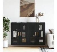 vidaXL Armoires murales 3197898 – 2 pcs, noir, bois d'ingénierie marron