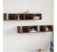 vidaXL Armoires Murales 2pcs, Étagères Suspendues avec Rangement, Meubles Flottants de Salon Salle de Séjour, Moderne, Chêne 840456