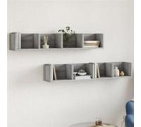 vidaXL Armoires Murales 2pcs, Étagères Suspendues avec Rangement, Meubles Flottants de Salon Salle de Séjour, Moderne, 840454 Gris G
