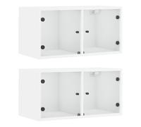 Vidaxl Armoires Murales Avec Portes En Verre 2 Pcs Blanc 68,5x37x35 Cm Multicolore