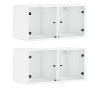 Vidaxl Armoires Murales Avec Portes En Verre 2 Pcs Blanc 68,5x37x35 Cm Multicolore