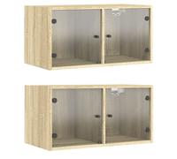 vidaXL Armoires murales avec portes en verre 2 unités Chêne Sonoma 68,5x37x35 cm