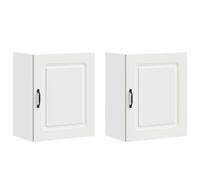 vidaXL Armoires murales de Cuisine 2pcs Kalmar Blanc Bois d'ingénierie, Meuble Mural de Cuisine, Armoire pour Mur de Cuisine, Armoire Murale avec Portes