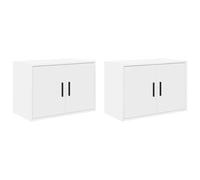 vidaXL Armoires murales de garage 860644 – 2 pièces blanc en bois d'ingénierie