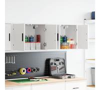 vidaXL Armoires murales de garage 2 pcs blanc bois d'ingénierie